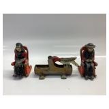 VTG. CAST IRON SALT N PEPPER & TOOTH PICK HOLDER