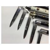 6 KNIFE LOT W/ RIZZUTO ESTILETO (NEED SERVICING)