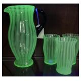 1920s FENTON GREEN OPALESCENT STRIPE URANIUM