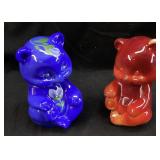 (2) FENTON ART GLASS COBALT BLUE & ORANGE SLAG