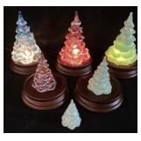 (6) FENTON GLASS LIGHTED CHRISTMAS TREES w STANDS