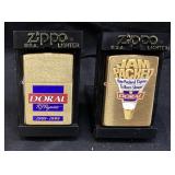 (2) ZIPPO GOLD TONE DORAL CIGARETTES LIGHTERS