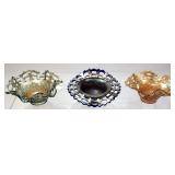 (3) FENTON BASKETWEAVE WICKER PATTERN CANDY DISHES