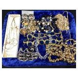 ASSORTED COSTUME JEWELRY, EARRINGS, NECKLACES,