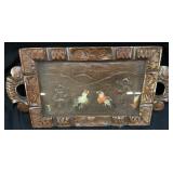 VTG. MEXICAN FOLK HAND CARVED WOOD TRAY WALL ART
