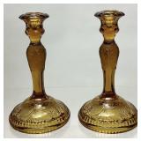 PAIR OF TIARA SANDWICH PATTERN CANDLE HOLDERS,