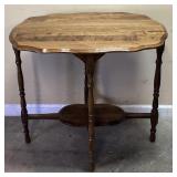 REFINISHED ACCENT TABLE w LOWER SHELF, 29in W,