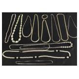 ASSORTED COSTUME NECKLACES, 1 STERLING SILVER