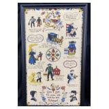 VTG. AMISH SAYINGS FRAMED LINEN TEA TOWEL