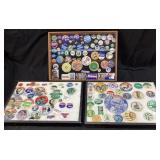(3) ASSORTED POLITICAL BUTTONS IN DISPLAY CASES,