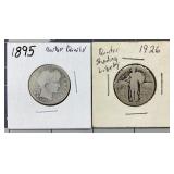 1895 BARBER, 1926 STANDING LIBERTY QUARTER
