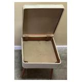 MID CENTURY CREAM STORAGE OTTOMAN