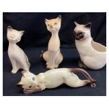 (4)VTG. SIAMESE CAT FIGURINES & PLANTER, NAPCOWARE