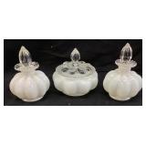 (3) FENTON WHITE MELON VANITY SET