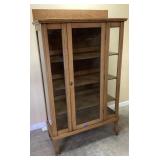 ANTIQUE OAK 4 SHELF GLASS CURIO CABINET