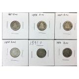 6 SEATED LIBERTY DIME LOT