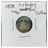 1838 HALF DIME NO DRAPERY LARGE STARS