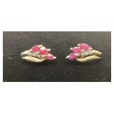 10K RUBY AND DIAMOND EARRINGS