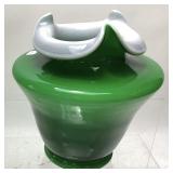 1950s FENTON GREEN IVY OVERLAY RUFFLED EDGE