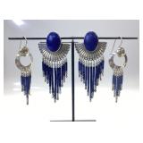 STERLING SOUTHWESTERN AZURITE, LAPIS EARRINGS LOT