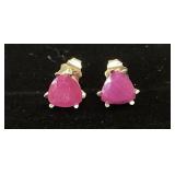 14K TRILLION CUT RUBY EARRINGS
