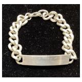 8in STERLING SILVER CURB CHAIN ID BRACELET, 40