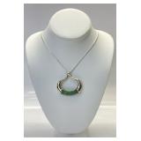 STERLING SILVER CHAIN AND JADE PENDANT