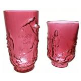(2) FENTON COUNTRY CRANBERRY EMBOSSED ASIAN