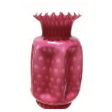 1960s FENTON BUBBLE OPTIC WILD ROSE RUFFLED EDGE