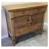 ANTIQUE VICTORIAN TIGER OAK SIDEBOARD