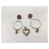 14K RUBY EARRINGS AND PENDANT LOT