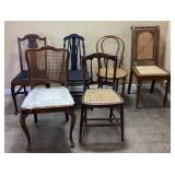 (6) ASSORTED WOOD CHAIRS, CANE SEAT, CANE BACK,