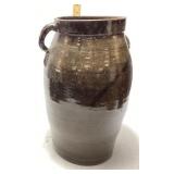 VTG. 19in SALT GLAZED STONEWARE POTTERY CROCK