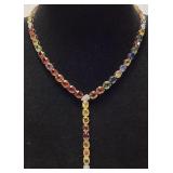 14KT 2-TONE GOLD MULTI COLOR SAPPHIRE & DIAMOND