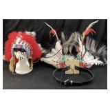 NATIVE AMERICAN CEREMONIAL HEADDRESS & FEATHER