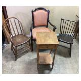 (4) ASSORTED ARM CHAIRS, WINDSOR STYLE BOW BACK,