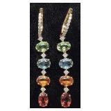 14KT YELLOW GOLD MULTI COLOR SAPPHIRE & DIAMOND