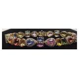 14KT 2-TONE GOLD MULTI COLOR SAPPHIRE & DIAMOND