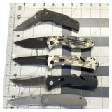 3 SOG AND 2 GERBER KNIFE LOT