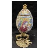 HAND CRAFTED FABERGE STYLE DUCK EGG ADORNED WITH