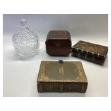 VINTAGE CRYSTAL CANDY DISH WITH KEEPSAKE BOXE A