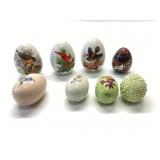 COLLECTION OF 8 PORCELAIN EGGS
