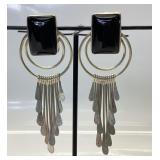 ANDY MARION STERLING ONYX EARRINGS