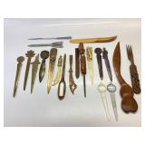 20 VINTAGE LETTER OPENERS BRASS, WOODEN,PEWTER