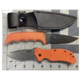 2 KERSHAW ORANGE HANDLE KNIVES