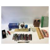 COLLECTION OF VINTAGE FOUNTAIN PENS WITH ONYX