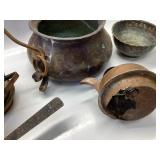 LARGE COPPER LOT, CAULDRON, POTS, BOWLS AND