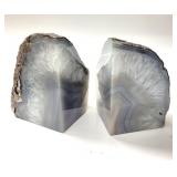 AGATE GEODE BOOKENDS, DRUZY QUARTS, DOLOMITE