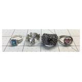 4 VTG STERLING LADIES RING LOT