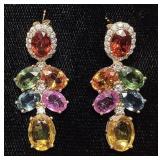 14KT YELLOW GOLD MULTI COLOR SAPPHIRE & DIAMOND